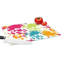 KitchenYeah Glazen Snijplank - 39x28 - Patronen - Verf - Regenboog - Snijplanken Glas