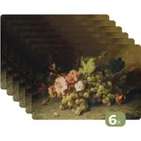 KitchenYeah Placemats - Stilleven - Bloemen - Fruit - Vintage - Schilderij - Placemat - Onderleggers - Onderleggers placemats - 45x30 cm