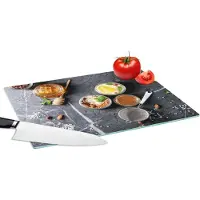 KitchenYeah Glazen Snijplank - 39x28 - Honing - Specerijen - Keuken - Marmer - Snijplanken Glas