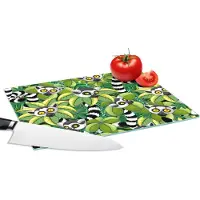KitchenYeah Glazen Snijplank - 28x20 - Patroon - Jungle - Ringstaartmaki - Snijplanken Glas