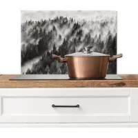 KitchenYeah Spatscherm keuken 60x40 cm - Kookplaat achterwand Landschap - Mist - Bos - Natuur - Muurbeschermer - Spatwand fornuis - Hoogwaardig aluminium