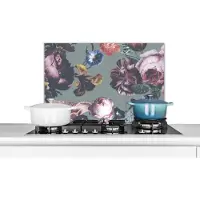 KitchenYeah Spatscherm keuken 60x40 cm - Kookplaat achterwand Bloemen - Rozen - Boeket - Muurbeschermer - Spatwand fornuis - Hoogwaardig aluminium
