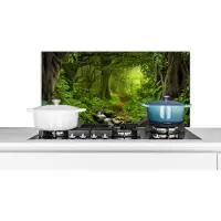 KitchenYeah Spatscherm keuken 80x40 cm - Kookplaat achterwand Jungle - Groen - Natuur - Tropisch - Planten - Muurbeschermer - Spatwand fornuis - Hoogwaardig aluminium