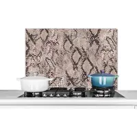 KitchenYeah Spatscherm keuken 80x55 cm - Kookplaat achterwand Dierenhuid - Slang - Schubben - Grijs - Muurbeschermer - Spatwand fornuis - Hoogwaardig aluminium