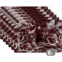 KitchenYeah Placemats - Roze - Zwart - Luxe - Stenen - Marmer - Onderlegger - 45x30 cm - 6 stuks