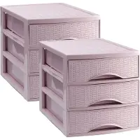 PlasticForte Ladekastje bureau organizer SORTED - 2x - 3 lades - roze - L26 x B35 x H28 cm - kunststof - organiseren