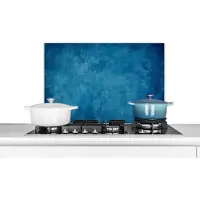 KitchenYeah Spatscherm keuken 60x40 cm - Kookplaat achterwand Beton - Blauw - Vintage - Structuur - Industrieel - Muurbeschermer - Spatwand fornuis - Hoogwaardig aluminium