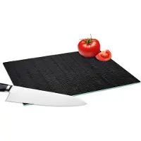 KitchenYeah Glazen Snijplank - 28x20 - Zwart - Design - Structuur - Lederlook - Snijplanken Glas