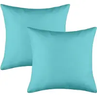 Stof Textile sierkussen Hawaii - 2x - aqua blauw - 40 x 40 cm - bank kussens - binnen/buiten - polyester