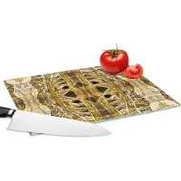 KitchenYeah Glazen Snijplank - 28x20 - Goud - Afrika - Patronen - Dieren - Snijplanken Glas