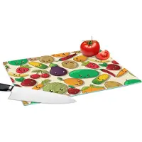 KitchenYeah Glazen Snijplank - 39x28 - Kawaii - Patronen - Groente - Fruit - Snijplanken Glas