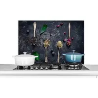 KitchenYeah Spatscherm keuken 80x55 cm - Kookplaat achterwand Thee - Rustiek - Kruiden - Muurbeschermer - Spatwand fornuis - Hoogwaardig aluminium