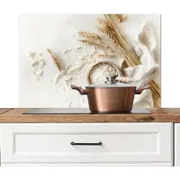 KitchenYeah Spatscherm keuken 90x60 cm - Kookplaat achterwand Bloem - Hout - Tarwe - Muurbeschermer - Spatwand fornuis - Hoogwaardig aluminium