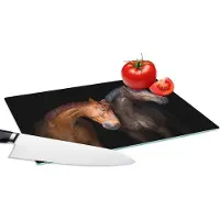 KitchenYeah Glazen Snijplank - 28x20 - Paarden - Dieren - Portret - Bruin - Snijplanken Glas