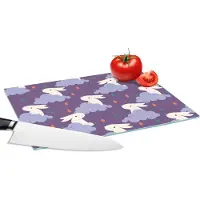 KitchenYeah Glazen Snijplank - 28x20 - Patronen - Konijn - Lucht - Paars - Meisjes - Kinderen - Kids - Snijplanken Glas