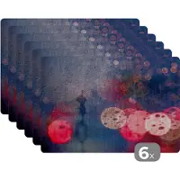 KitchenYeah Placemat - Placemats kunststof - Abstract - Druppels - Kleuren - Regen - 45x30 cm - 6 stuks - Hittebestendig - Anti-Slip - Onderlegger - Afneembaar