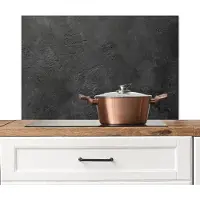 KitchenYeah Spatscherm keuken - Beton print - Industrieel - Grijs - Spatwand - Kookplaat achterwand - 80x55 cm - Aluminium