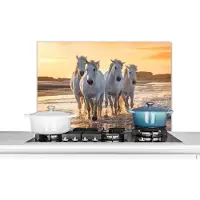 KitchenYeah Spatscherm keuken 90x60 cm - Kookplaat achterwand Paarden - Water - Strand - Dieren - Muurbeschermer - Spatwand fornuis - Hoogwaardig aluminium