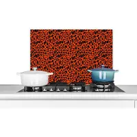 KitchenYeah Spatscherm keuken - Rood - Luipaardprint - Dieren - Panter - Neon - 70x50 cm - Spatwand - Keuken achterwand