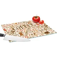 KitchenYeah Glazen Snijplank - 39x28 - Koffie - Vintage - Patroon - Snijplanken Glas