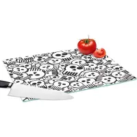 KitchenYeah Glazen Snijplank - 39x28 - Schedel - Patronen - Punk - Cartoon - Snijplanken Glas