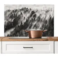 KitchenYeah Spatscherm keuken 100x65 cm - Kookplaat achterwand Landschap - Mist - Bos - Natuur - Muurbeschermer - Spatwand fornuis - Hoogwaardig aluminium
