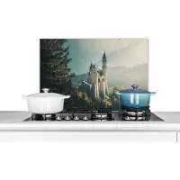 KitchenYeah Spatscherm keuken 60x40 cm - Kookplaat achterwand Natuur - Kasteel - Berg - Neuschwanstein - Muurbeschermer - Spatwand fornuis - Hoogwaardig aluminium