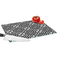 KitchenYeah Glazen Snijplank - 39x28 - Patronen - Zwart Wit - Doolhof - Snijplanken Glas