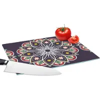 KitchenYeah Glazen Snijplank - 28x20 - Mandala - Ster - Design - Snijplanken Glas