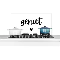 KitchenYeah Spatscherm keuken 80x40 cm - Kookplaat achterwand Spreuken - Geniet - Quotes - Muurbeschermer - Spatwand fornuis - Hoogwaardig aluminium