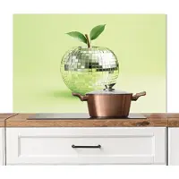 KitchenYeah Spatscherm keuken 100x65 cm - Kookplaat achterwand Groen - Disco - Decoratie - Appel - Muurbeschermer - Spatwand fornuis - Hoogwaardig aluminium