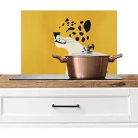 KitchenYeah Spatscherm keuken 60x40 cm - Kookplaat achterwand Cheetah - Illustratie - Geel - Muurbeschermer - Spatwand fornuis - Hoogwaardig aluminium