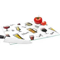 KitchenYeah Glazen Snijplank - 39x28 - Bier - Glazen - Patroon - Snijplanken Glas