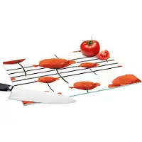 KitchenYeah Glazen Snijplank - 39x28 - Muziek - Notenbalk - Klaproos - Snijplanken Glas