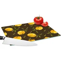 KitchenYeah Glazen Snijplank - 28x20 - Citroen - Fruit - Patronen - Origami - Snijplanken Glas