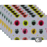 KitchenYeah Placemat - Placemats kunststof - Appel - Stippen - Patroon - 45x30 cm - 6 stuks - Hittebestendig - Anti-Slip - Onderlegger - Afneembaar