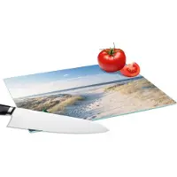 KitchenYeah Glazen Snijplank - 28x20 - Duin - Meeuw - Strand - Zee - Zon - Snijplanken Glas