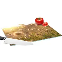 KitchenYeah Glazen Snijplank - 39x28 - Planten - Natuur - Bloemen - Zon - Horizon - Snijplanken Glas