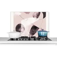 KitchenYeah Spatscherm keuken 80x55 cm - Kookplaat achterwand Vormen - Pastel - Abstract - Zwart - Muurbeschermer - Spatwand fornuis - Hoogwaardig aluminium