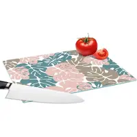 KitchenYeah Glazen Snijplank - 28x20 - Monstera - Jungle - Patronen - Pastel - Bladeren - Snijplanken Glas