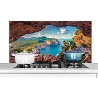 KitchenYeah Spatscherm - Spatwand - Grot - Uitzicht - Natuur - Zee - Keuken - Keuken achterwand - 120x60 cm - Spatscherm keuken - Spatscherm achterwand keuken