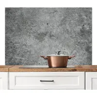 KitchenYeah Spatscherm keuken 120x80 cm - Kookplaat achterwand Beton - Leisteen - Grijs -Betonstructuur - Muurbeschermer - Spatwand fornuis - Hoogwaardig aluminium