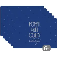 KitchenYeah Placemat - Placemats kunststof - Get well soon - Quotes - Stippen - 45x30 cm - 6 stuks - Hittebestendig - Anti-Slip - Onderlegger - Afneembaar