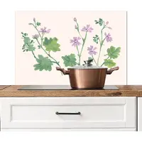 KitchenYeah Spatscherm keuken 80x55 cm - Kookplaat achterwand Bloemen - Planten - Beige - Roze - Muurbeschermer - Spatwand fornuis - Hoogwaardig aluminium