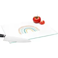 KitchenYeah Glazen Snijplank - 39x28 - Regenboog - Kinderen - Pastel - Stippen - Baby - Snijplanken Glas