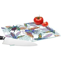 KitchenYeah Glazen Snijplank - 28x20 - Insecten - Regenboog - Design - Snijplanken Glas