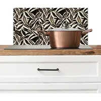 KitchenYeah Spatscherm keuken 60x30 cm - Kookplaat achterwand Bruin - Bladeren - Patroon - Abstract - Muurbeschermer - Spatwand fornuis - Hoogwaardig aluminium