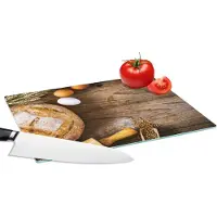 KitchenYeah Glazen Snijplank - 28x20 - Brood - Eieren - Keuken - Snijplanken Glas