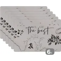 KitchenYeah Placemat - Placemats kunststof - BFF - You are the best - Vrienden - Quotes - Vriendschap - Spreuken - 45x30 cm - 6 stuks - Hittebestendig - Anti-Slip - Onderlegger - Afneembaar
