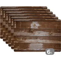 KitchenYeah Placemat - Placemats - Hout - Donker - Wood - Plank - Schutting - Tafel onderzetters - 45x30 cm - 6 stuks